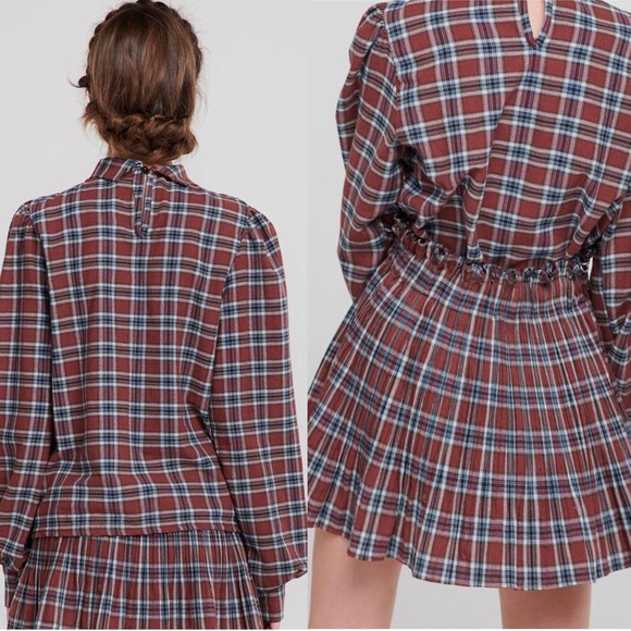 Storets Talia Tartan Plaid Co Ord Set Skirt Blouse - Picture 5 of 5